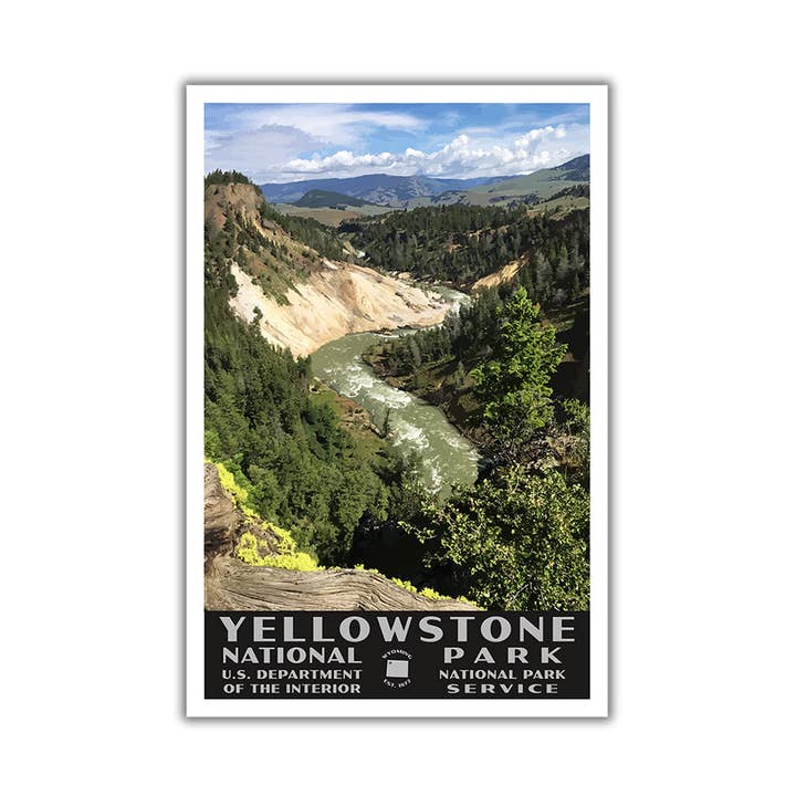 Affiche du parc national de Yellowstone - WPA (Calcite Springs) - WS pour la vente par Just Go Travel Studios