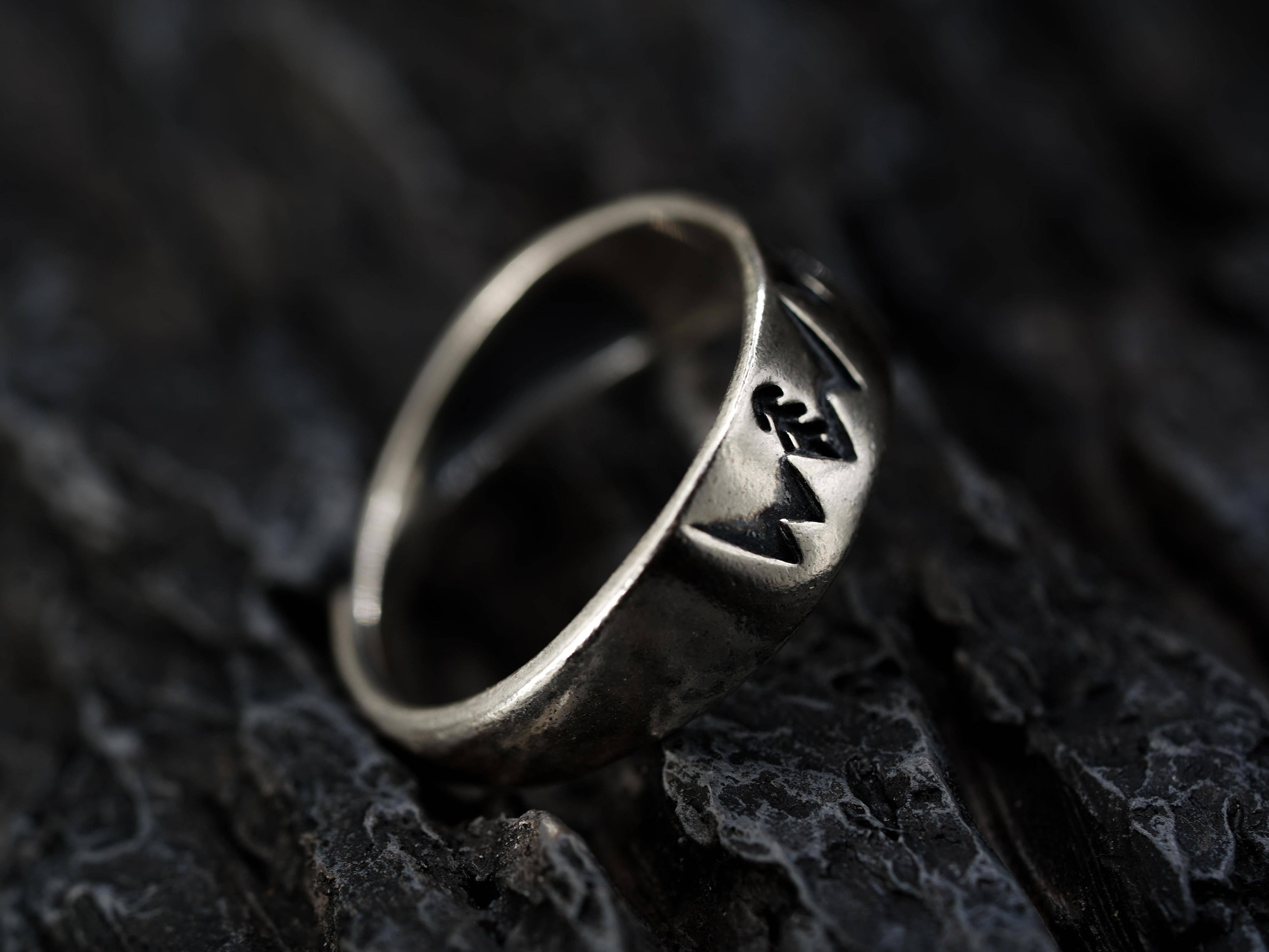 Black Feather Design – wholesale Band/stacked ring – Mountain Ring - Adjustable - Minimalist - 925 Silver6