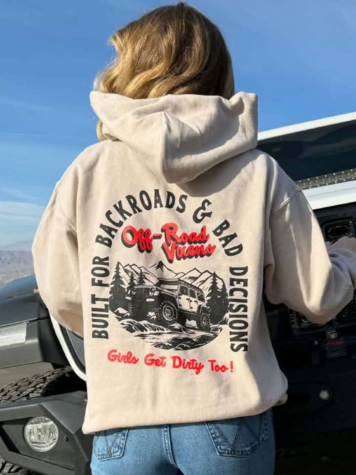 Backroads & Bad Decisions Pullover Hoodie for wholesale by Off Road Vixens Clothing Co.