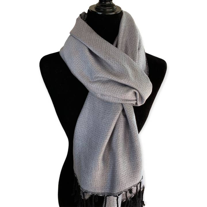 Reversible Handwoven Bamboo Viscose Shawl - Silver for wholesale by Dandarah (Ships from USA)