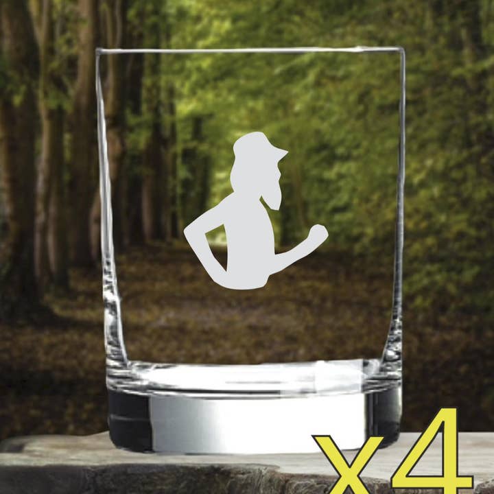 Bearded Runner 14oz Old Fashioned Whiskey Glasses x4 for wholesale by Texan Customs