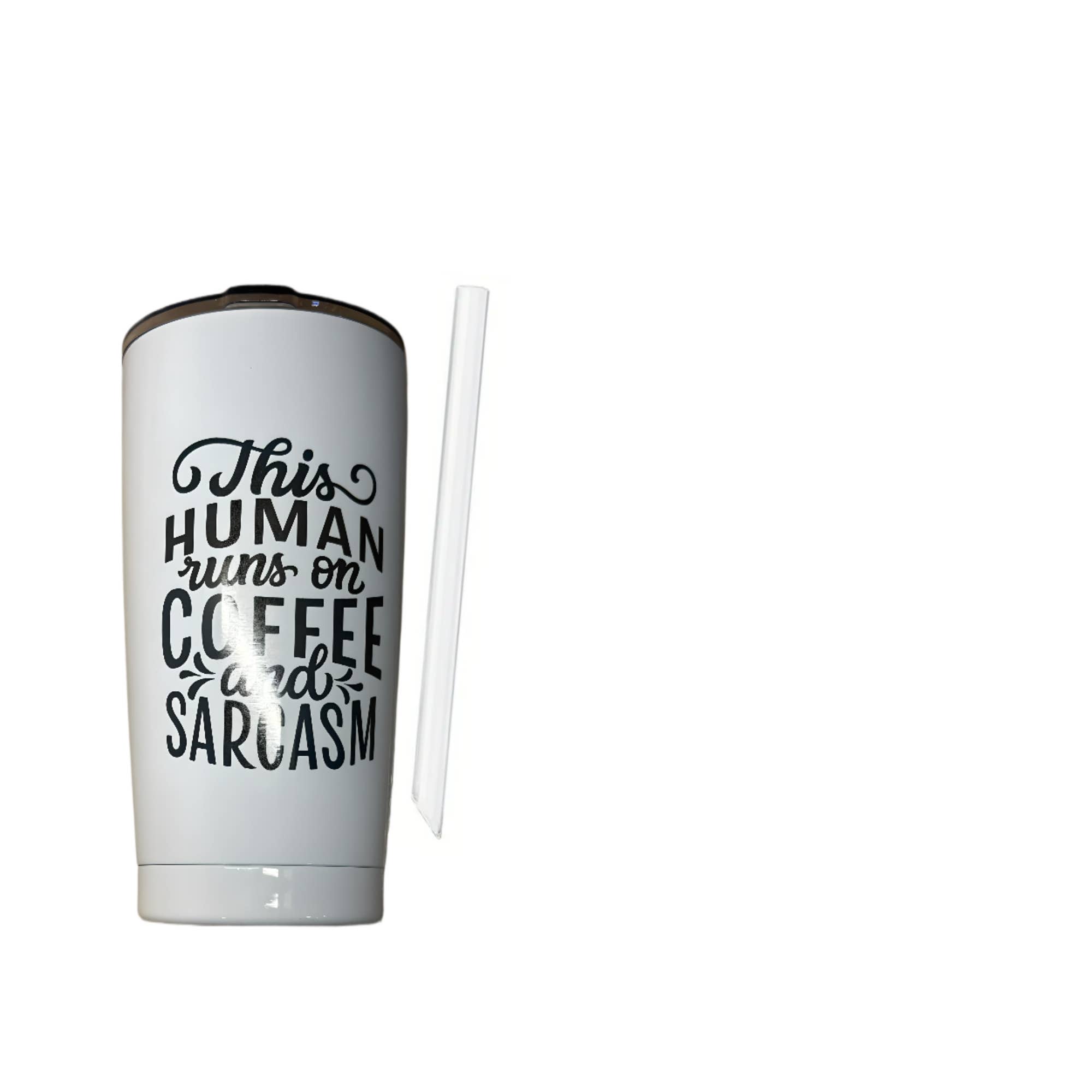 Coffee and Sarcasm Engraved Tumbler for wholesale by Wittbizz Snacks