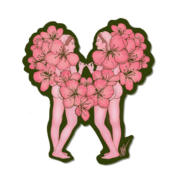 Hawthorn Heart Botanical Ladies Vinyl Stickers for wholesale by June Bunch Studio