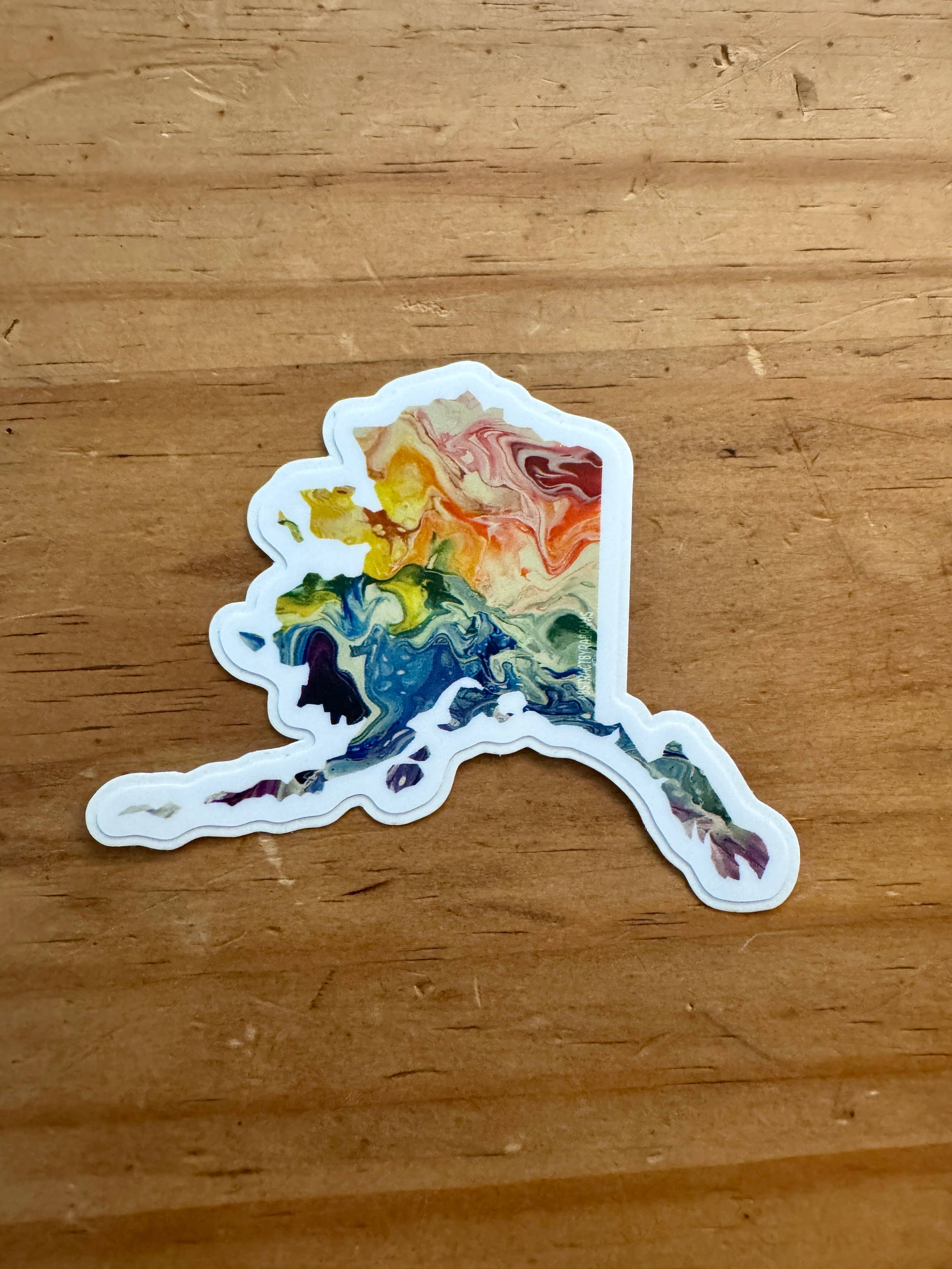 AbstractbyRabrams - Wholesale Sticker - Trans Pride Alaska Sticker, LGBTQ Alaska Rainbow Alaska0