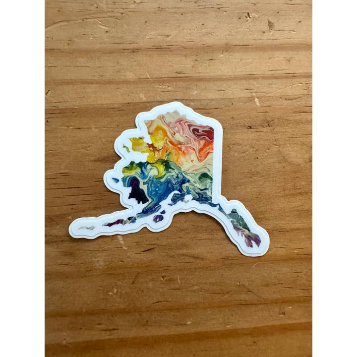 AbstractbyRabrams - Wholesale Sticker - Trans Pride Alaska Sticker, LGBTQ Alaska Rainbow Alaska