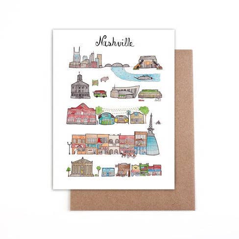 Carte de Nashville, TN pour la vente par Jodi Lynn's Emporium of Doodles