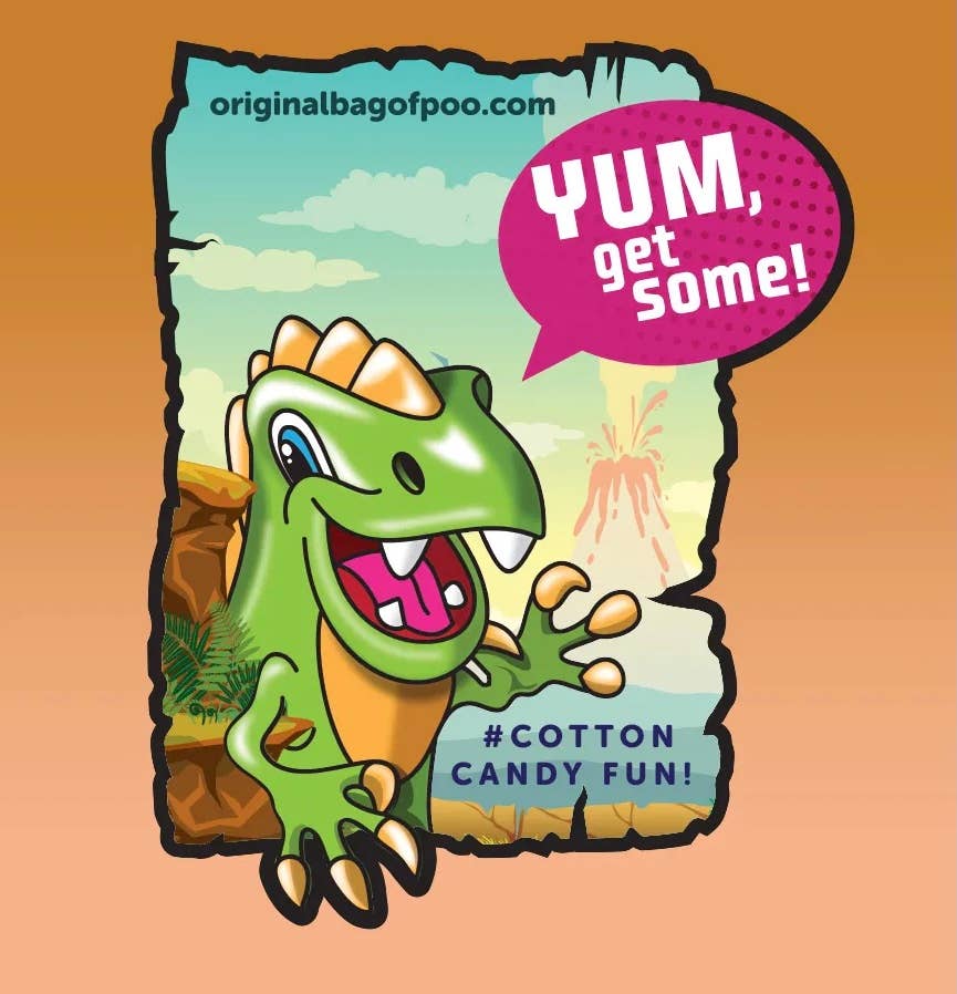 "The Original Bag of Poo"® Novelty Cotton Candy - Vente Barbes à papa - Le Sac de Crotte Original® (Crotte de Dinosaure en Barbe à Papa)3
