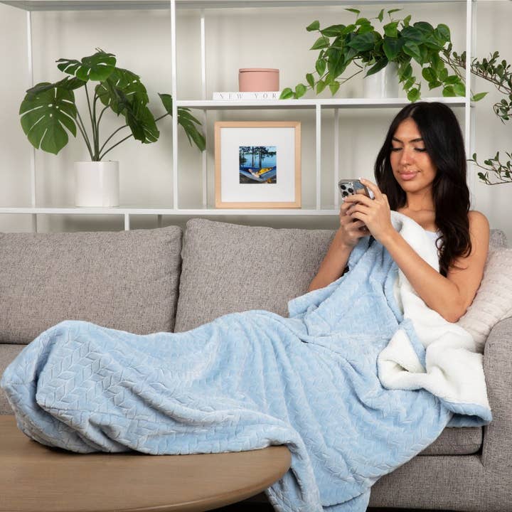 LUX Beroligende Kornblomst: Sherpa-foret for engroshandel hos PediPocket: The Foot Pocket Blanket