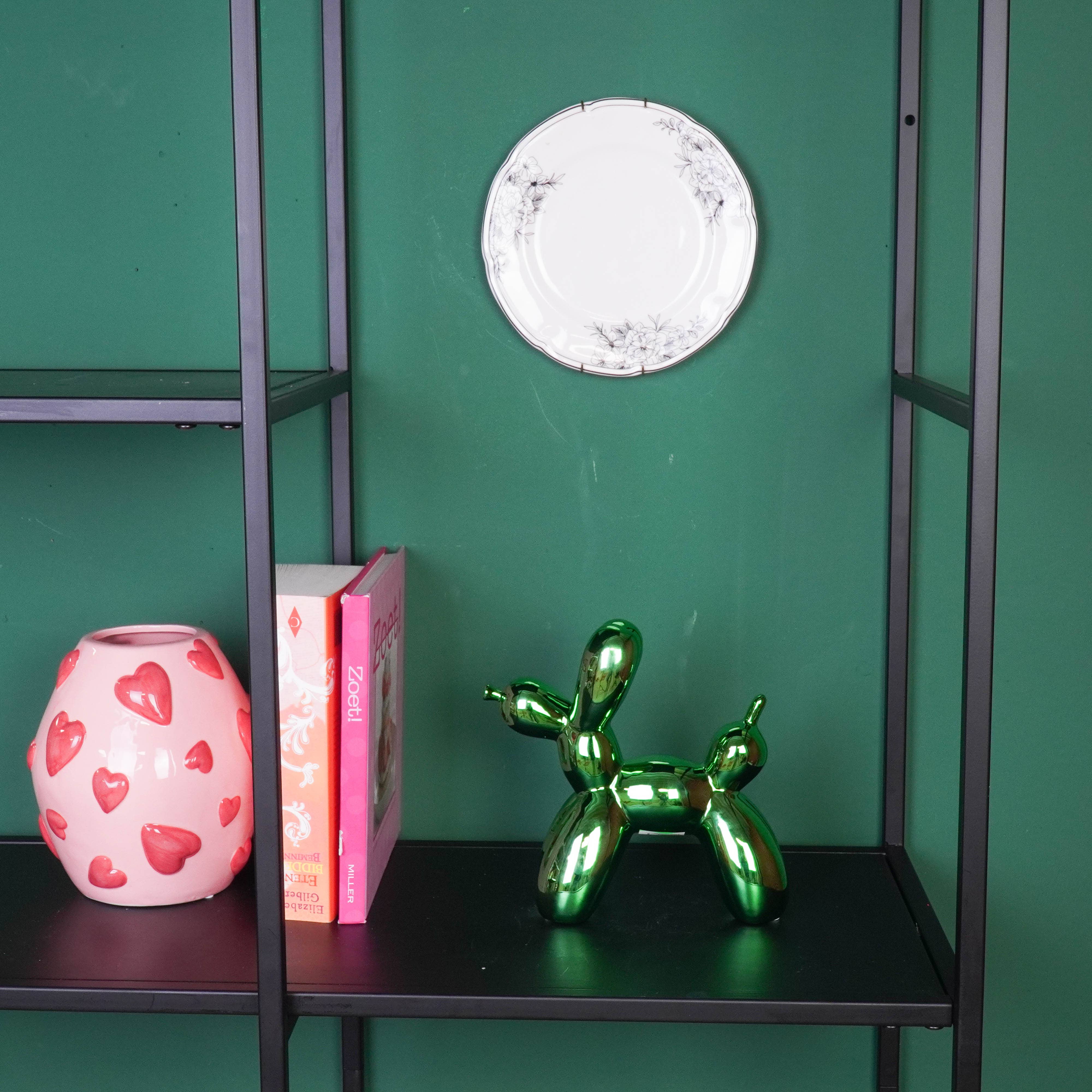 Housevitamin bv - Wholesale Decorative Figurine - Ornament- Balloon Dog Statue- Ceramic- Metallic Green- 20x9x19 cm2