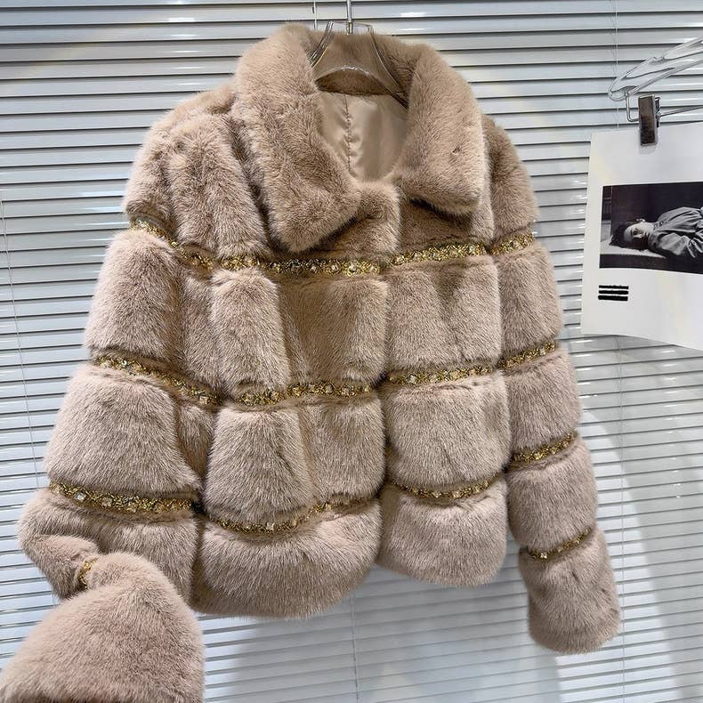 Productseeker - Wholesale Fur/Faux Fur Coat - Women's - CT128 2025 Handcrafted Beaded Sequin Faux Fur Winter Coat8