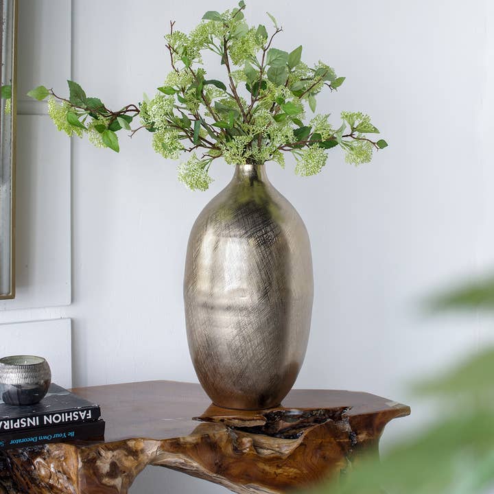 8.5 x 8.5 x 18.5" Aluminum Vase, Gold Streaks for wholesale by VTNG50