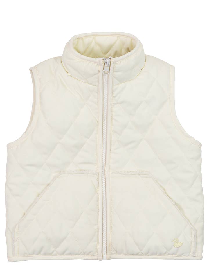 Vanilla Quilted Barn Vest Lined with Faux Fur 4435-QVN for wholesale by American Widgeon