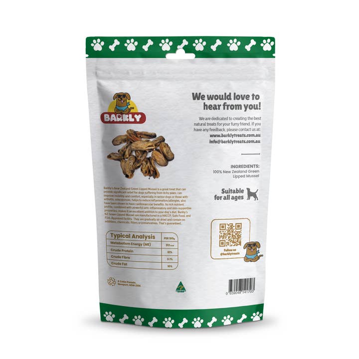Barkly Natural Dog Treats - Wholesale Pet treats – Dog - New Zealand Green Lipped Mussels1