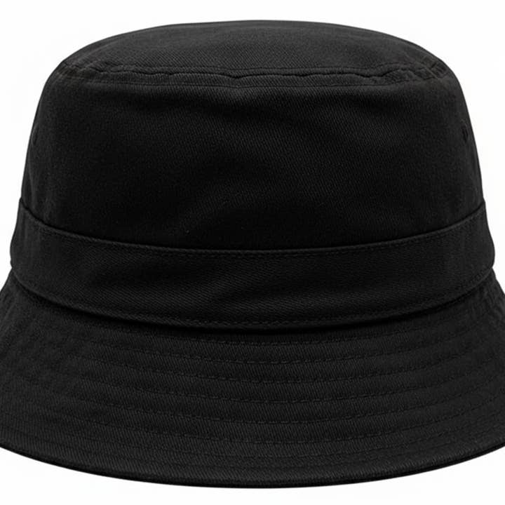 Black Premium Cotton Bucket Hat Size Adjustable Men Women for wholesale by Stitch & Bill Hats