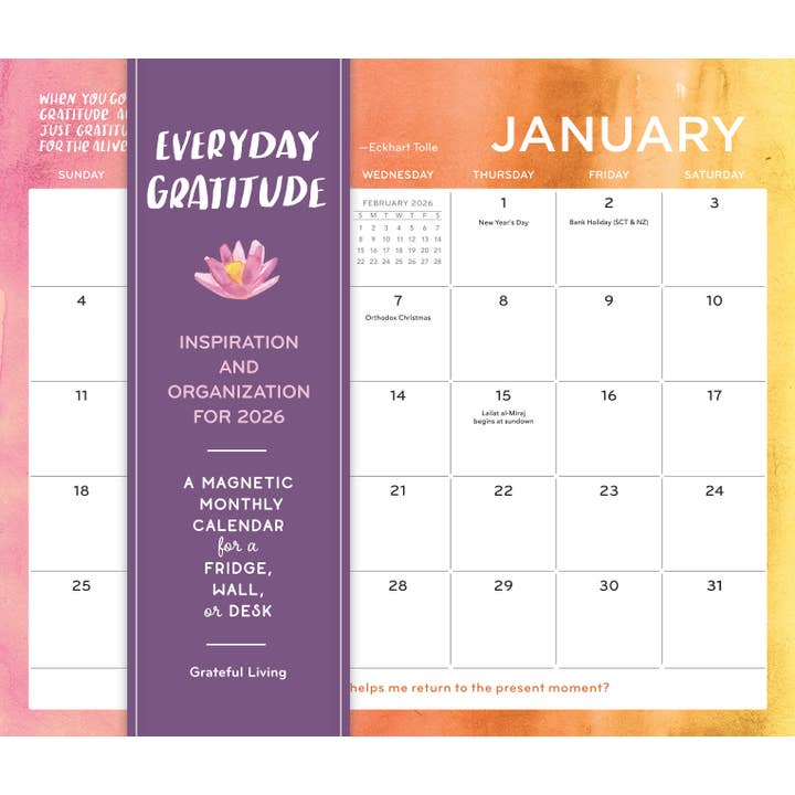 Hachette Book Group - Wholesale Calendar - Everyday Gratitude Magnetic Wall Calendar 2026