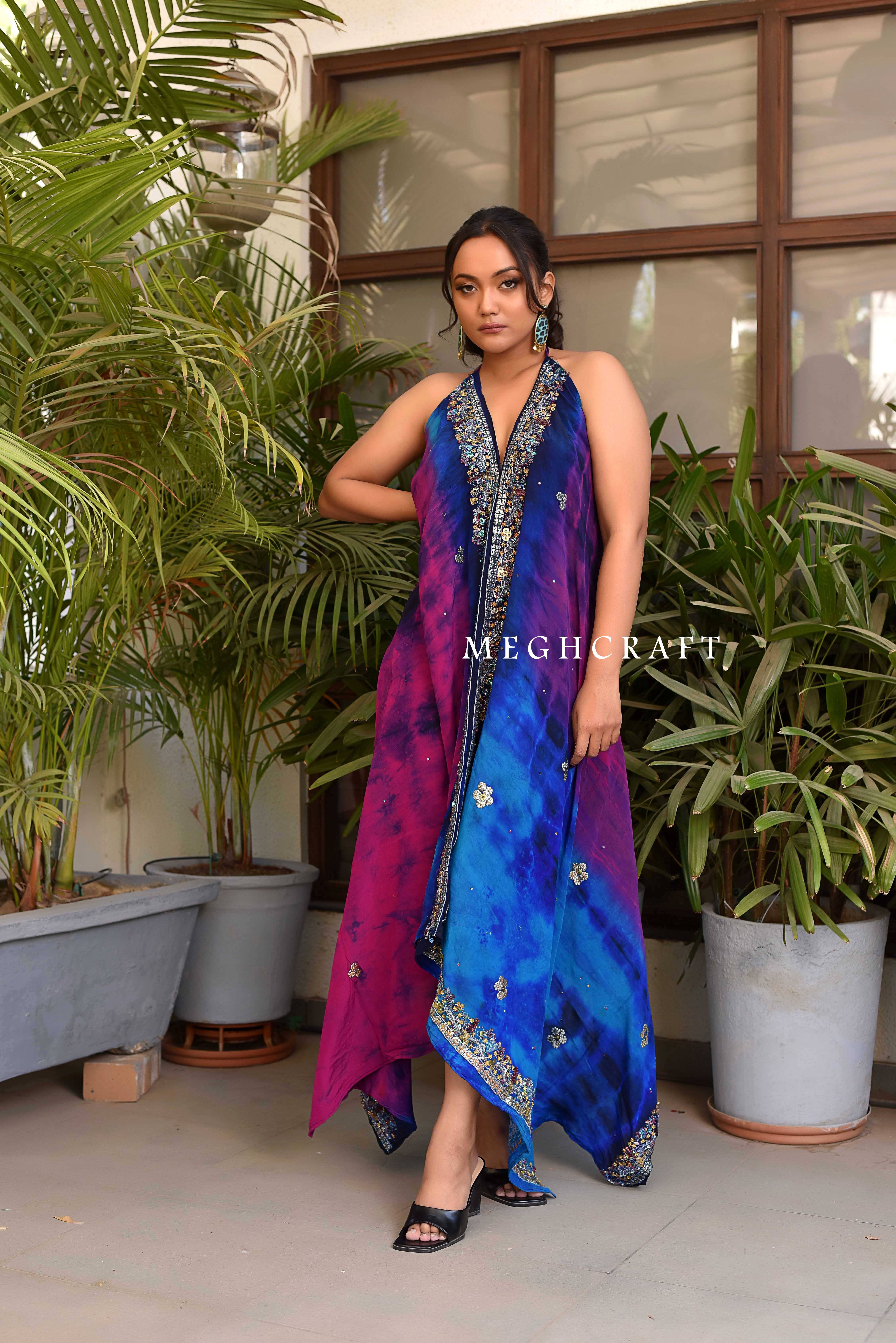 Meghcraft - Vendita all'ingrosso Vestito - Donna - Abito all'americana decorato con stampa tie-dye vintage indiano7