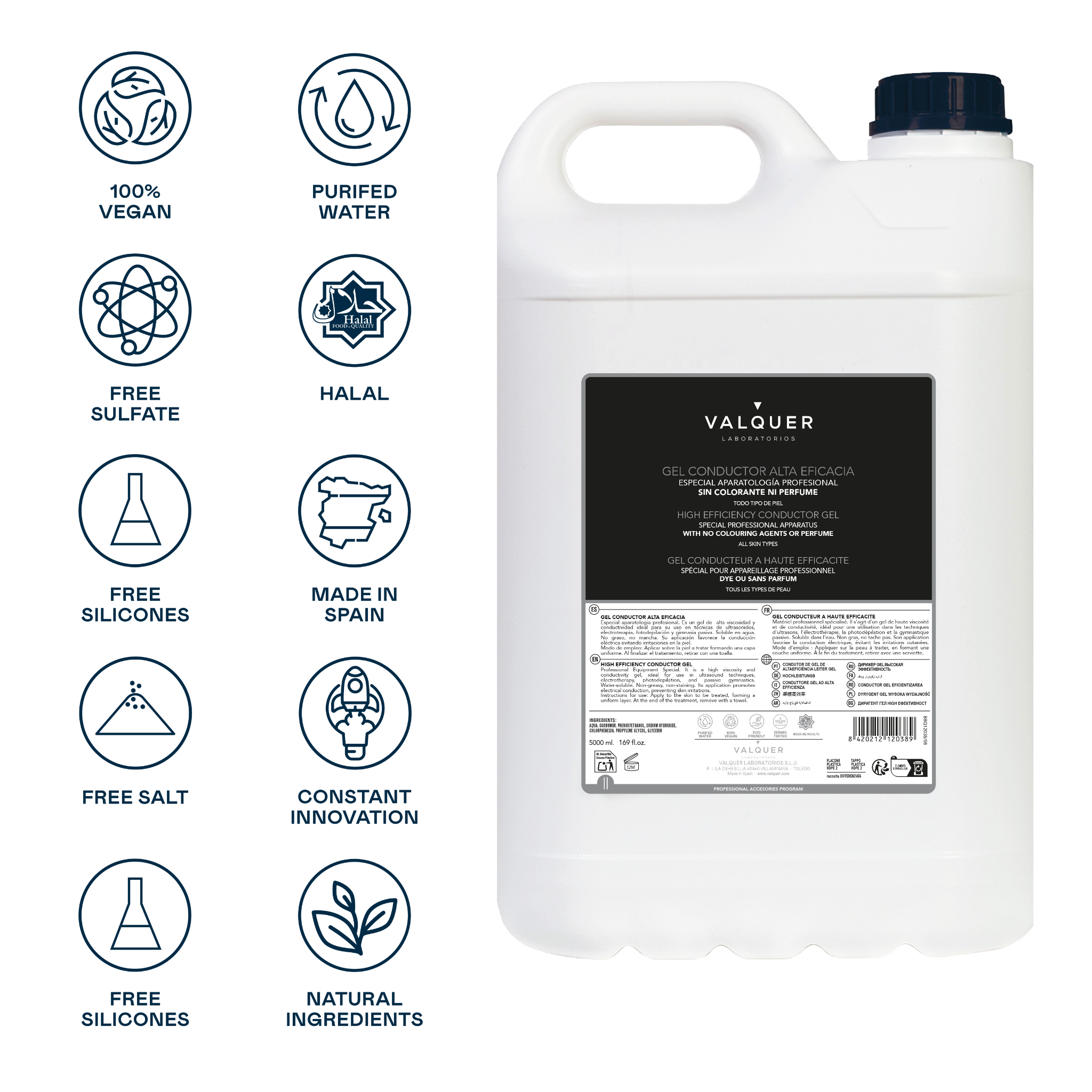 Valquer Laboratorios – Creme/loção corporal por atacado – Gel Condutor para Rosto e Corpo – 5000 ml2