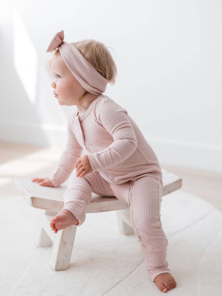 Mila & Co. - Wholesale Jumpsuit - Baby - Ribbed Zipper Romper | Blush