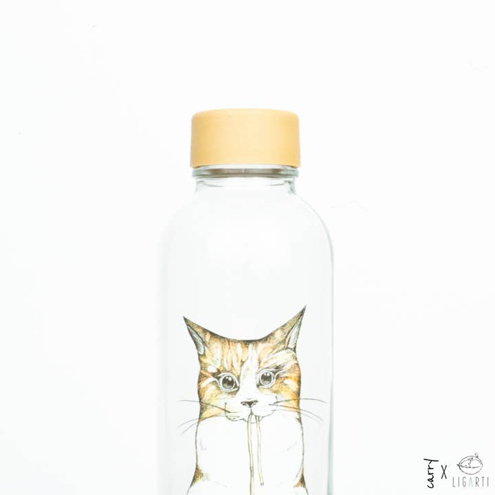 Carry Bottles - Wholesale Water Bottle - Glass water bottle - CARRY Bottle RAMEN CAT 0.7l4