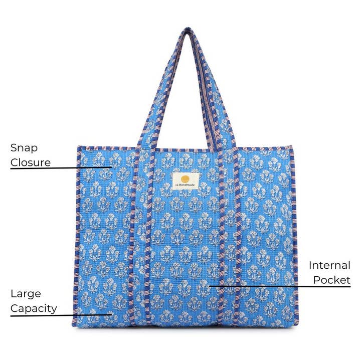 Hi Handmade - Wholesale Tote bag – Women's - Cotton Tote Bag - Blue Daisy4