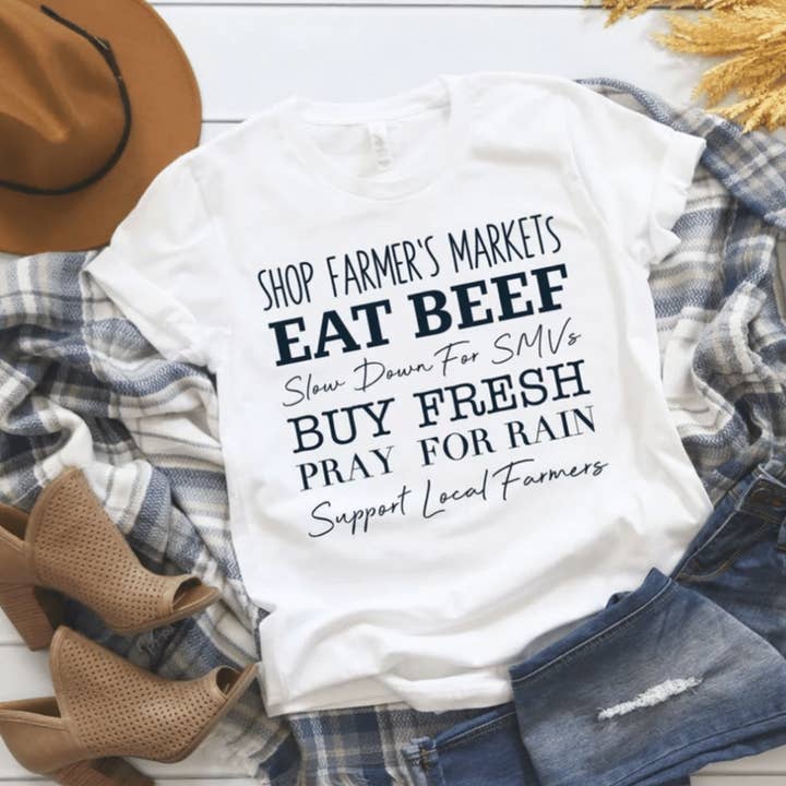 Support Local Farmers uniseks grafisch t-shirt voor wholesale door 85th Avenue Shop