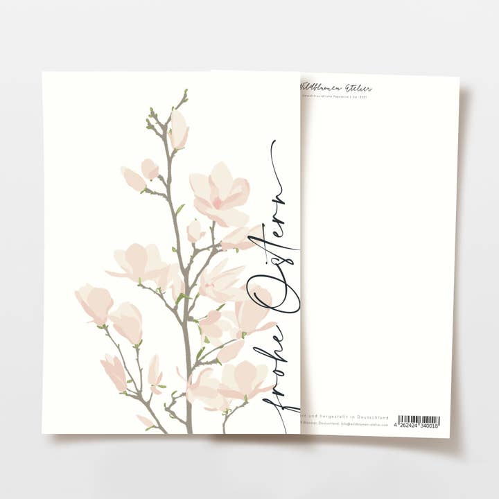 Biglietto di Pasqua Magnolia Buona Pasqua, certificato FSC per la vendita all'ingrosso da parte di Wildblumen Atelier