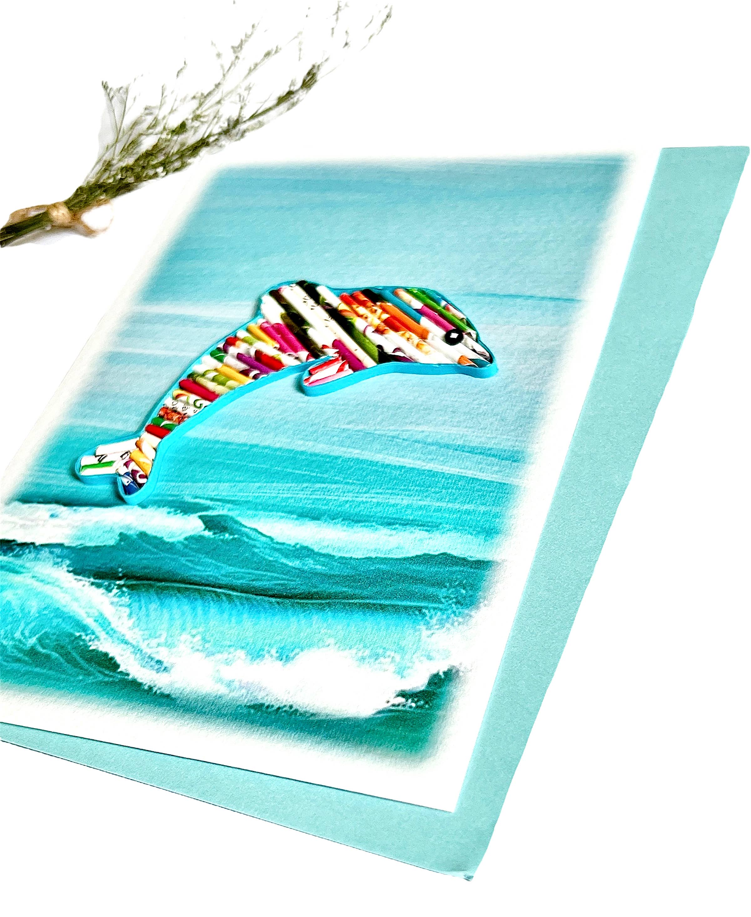 Loving Nature – Engroshandel Hverdagshilsen kort – Dolphin Card Håndlavet fra Recycled Magazine8