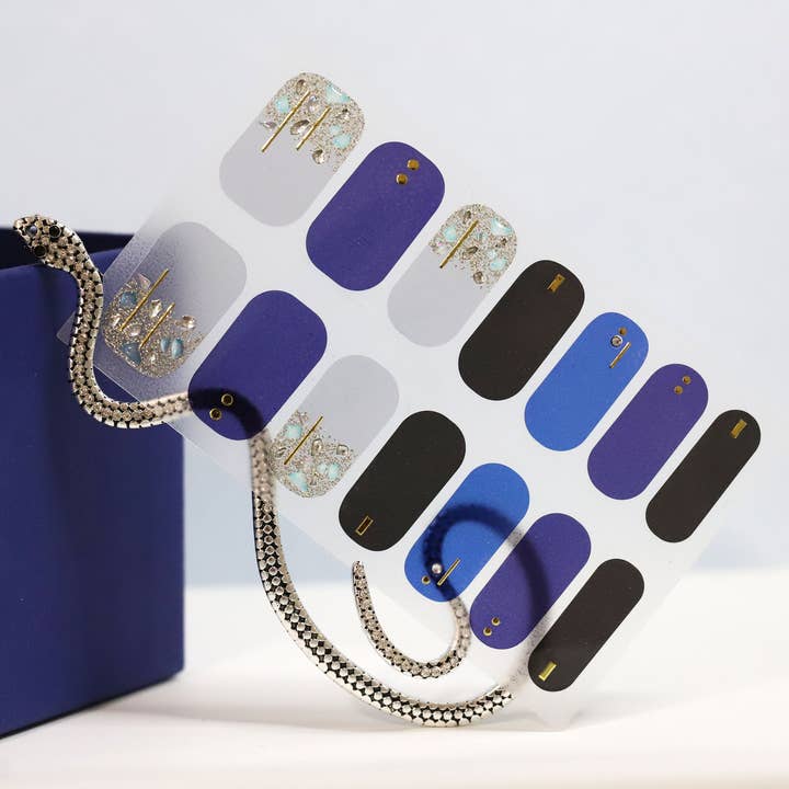 ClebleNails - Wholesale Nail Art/Decal - Black Nail Wraps / Navy Blue Nail Polish Strips / Gold Glitter 3D Nail Stickers / Kpop Korean Nail Wraps / Women Nail Wraps Free Shipping US
