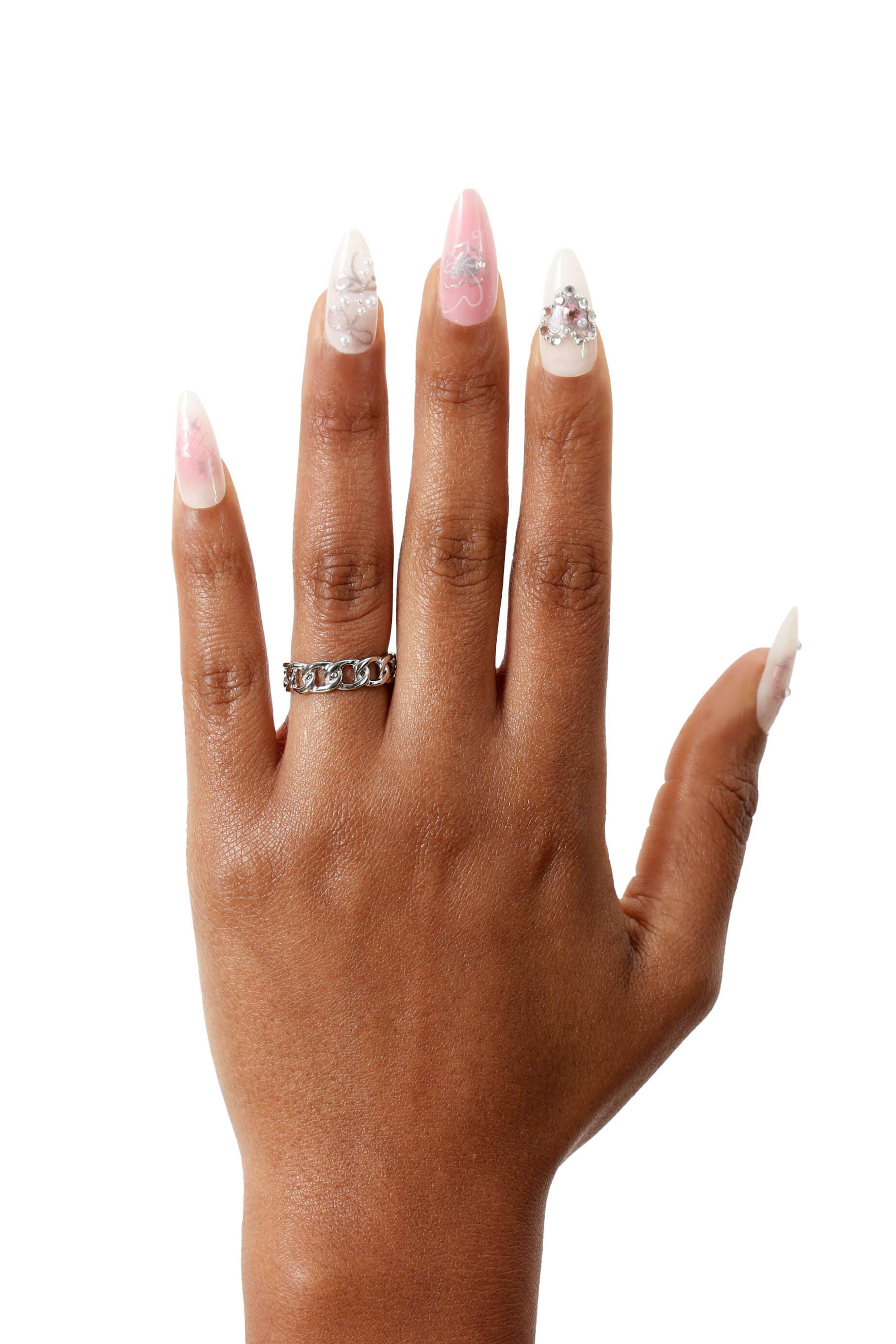 Never Have I Ever - Wholesale Press-On/Fake Nails - Hearts of Pearls - Almond Press-On Nails7