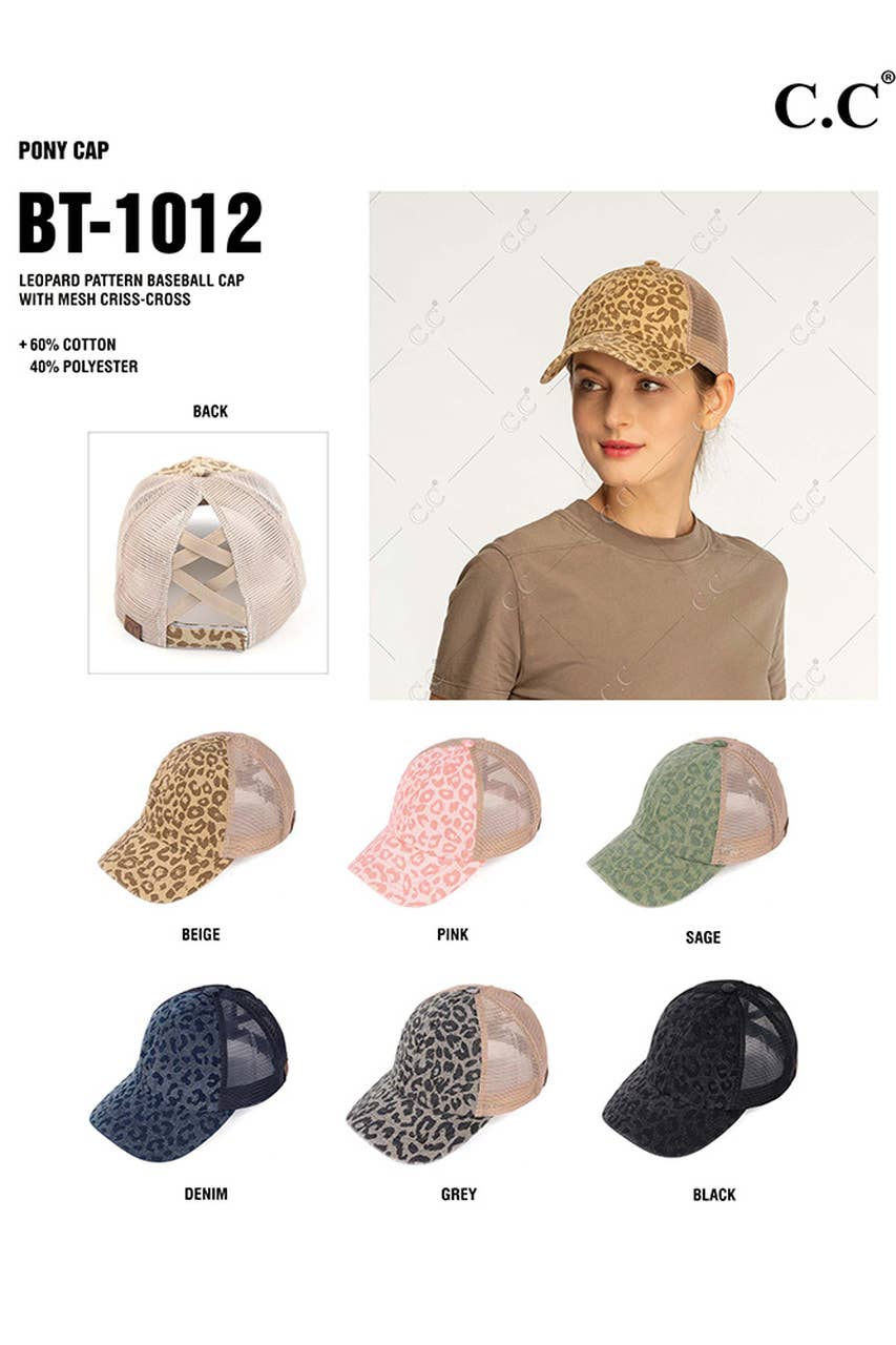 Hana - Wholesale Ponytail Cap - Women's - C.C Leopard Pattern Ponytail Baseball Cap5