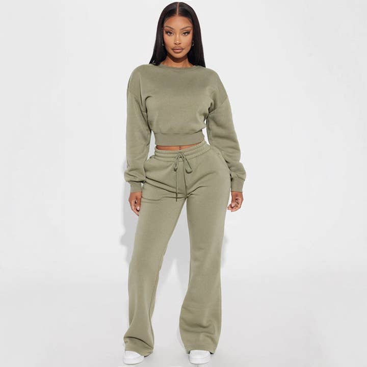 Solid Color Hoodie Sweatshirt And Pants Set for wholesale by Mirazshoes WholeSale