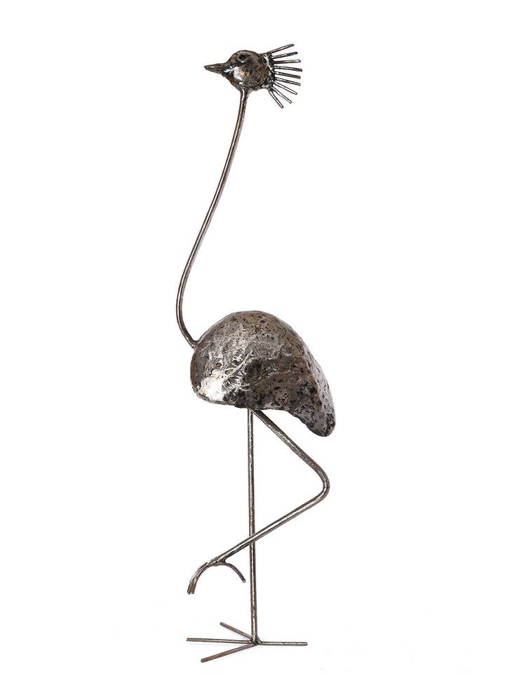 Small Recycled Metal Crested Crane for wholesale by Swahili | AFRICAN MODERN