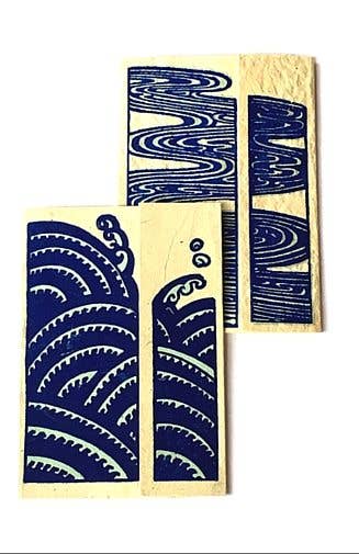 Ganesh Himal Trading - Vendita all'ingrosso Set di cartoleria/cancelleria - Set di Carte in Carta Lokta Fatta a Mano, 8 Carte con Design a Onde2