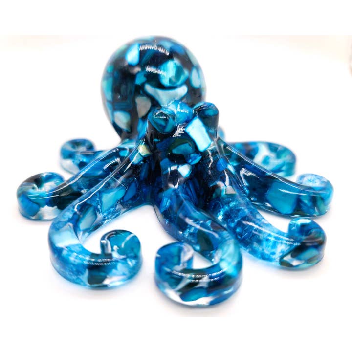 Slightly Askew Art - Wholesale Decorative Tabletop Object - Eco-Friendly Epoxy Resin Octopus with Crushed Sea Shells7