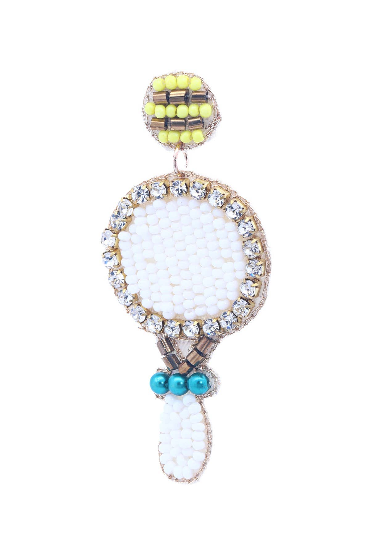 WHITE GDWHT  Sports Tennis Racket Bead Drop Earrings for wholesale on Faire3