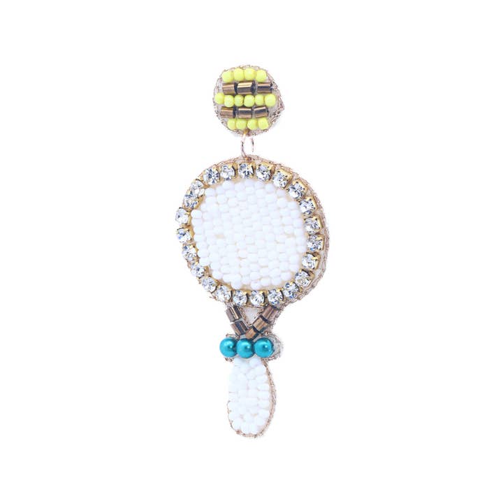 WHITE GDWHT Sports Tennis Racket Bead Drop Earrings for wholesale on Faire3
