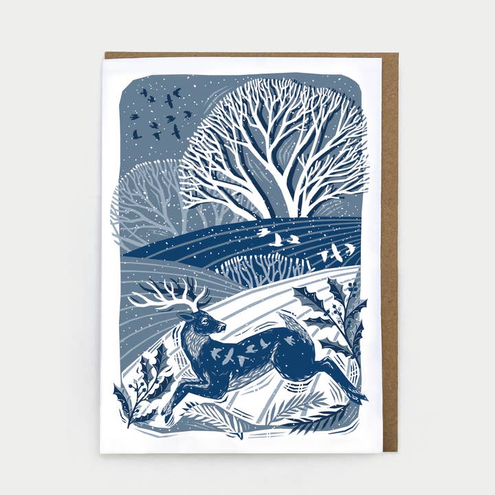 Greetings Card - Leaping Deer for wholesale by Folded Forest