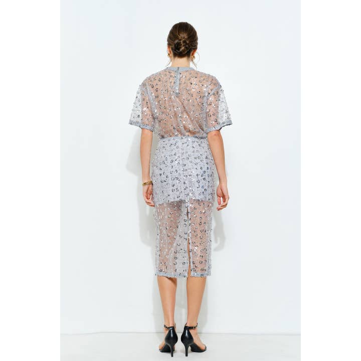 INA - Wholesale Blouse - Women's - Short Sleeve See-through Floral Sequin Top13