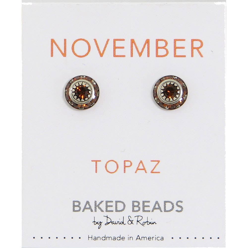 Baked Beads - Wholesale Stud/Post Earrings - Crystal Disc Birthstone10