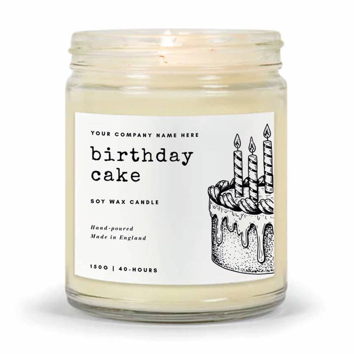 Candle Drop - Wholesale Jar/Filled Candle - Label Style 7 | Wholesale White Label Soy Candle | Clear Jar