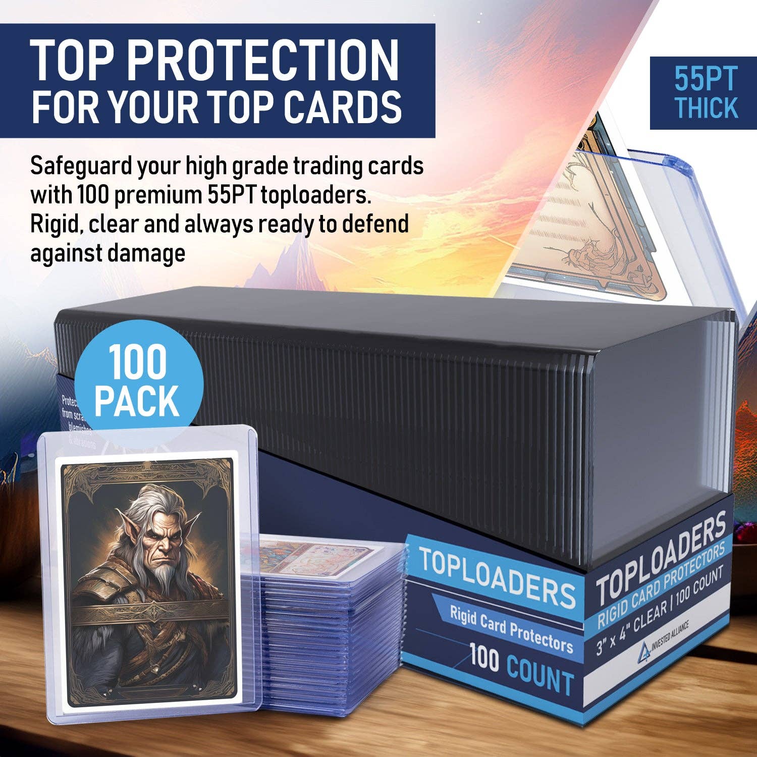 Invested Alliance LLC – wholesale Spelkort – 55PT - 100 Pack Premium Topplastfickor1