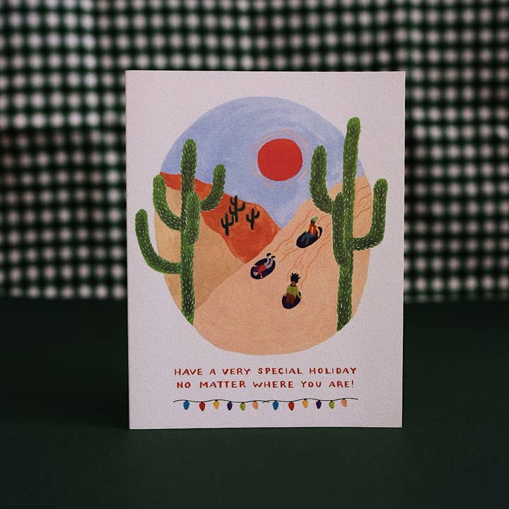 Small Adventure - Wholesale Season's Greetings Card - Desert Sledding Card1