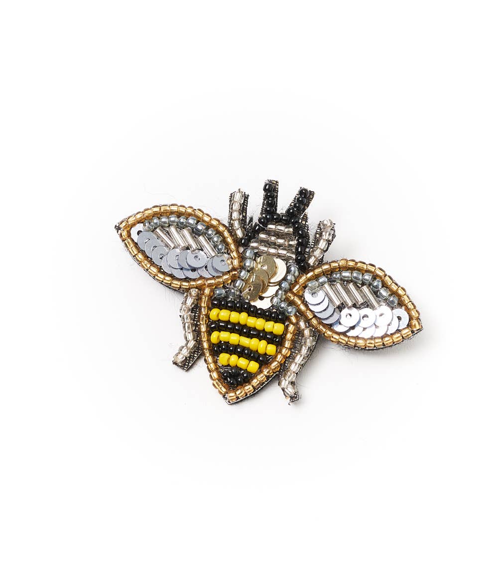Matr Boomie Fair Trade - Wholesale Brooch - Bala Mani Beaded Bee Brooch Pin - Handmade, Fair Trade