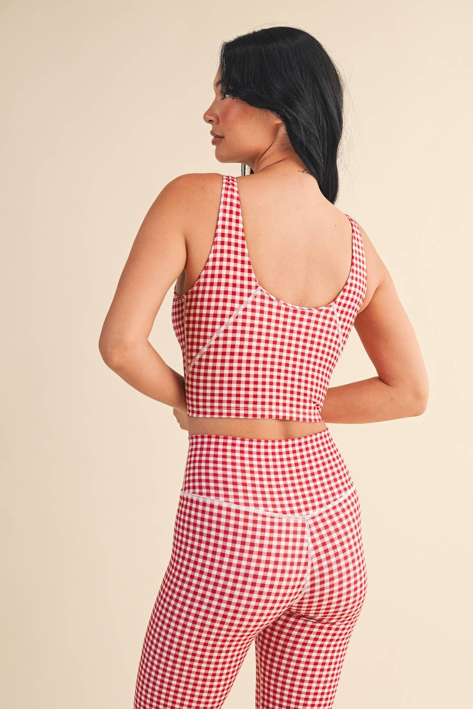 KIMBERLY C - Wholesale Sports Bra - Women's - Gingham Print Aligned Performance Cropped Tank Top14