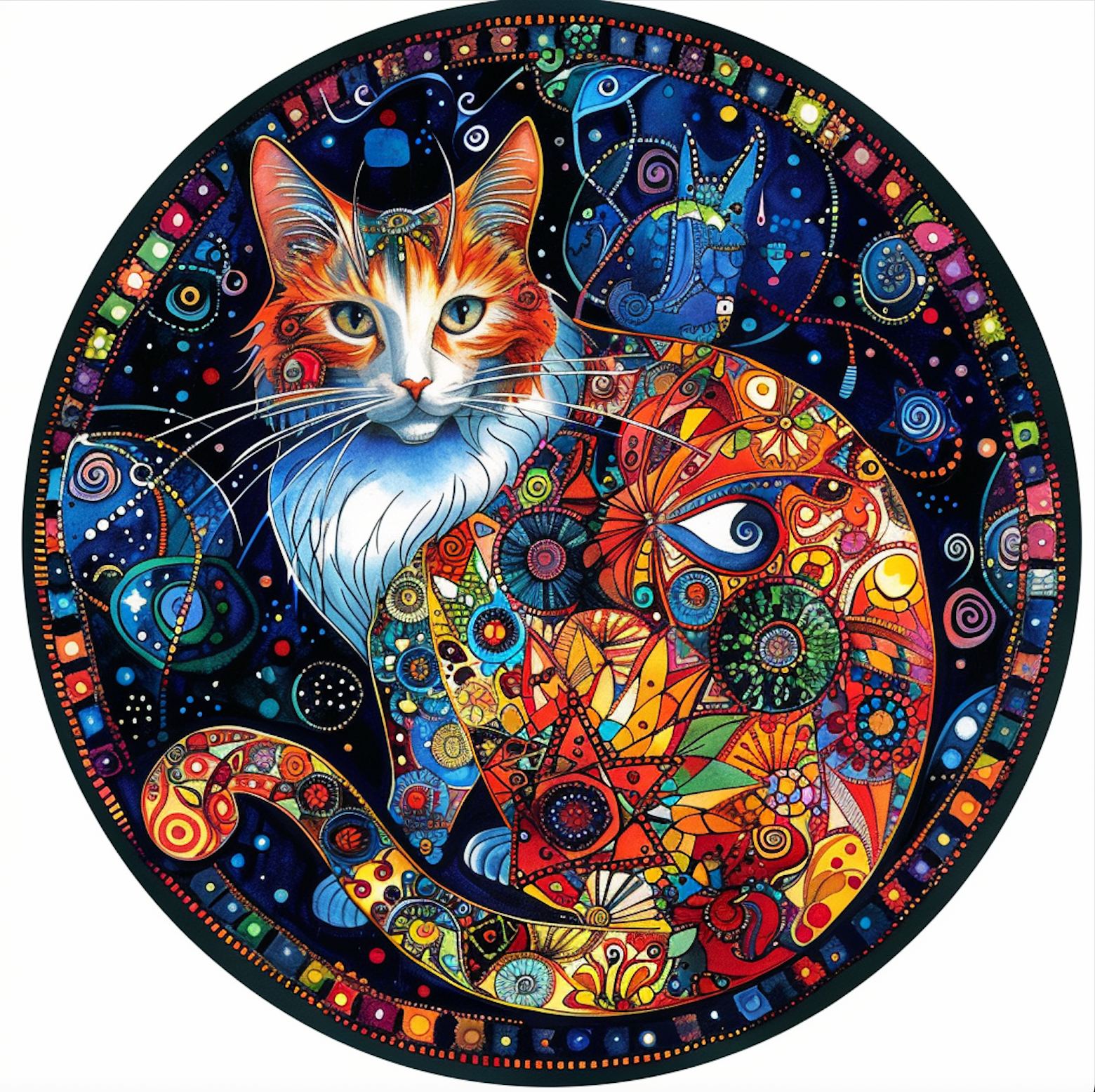 Bodhi Leaf Market - Venta al por mayor Papel pintado 3D - Adorno de pared tamborín con arte de gato místico y cintas, Bodhi Pets7