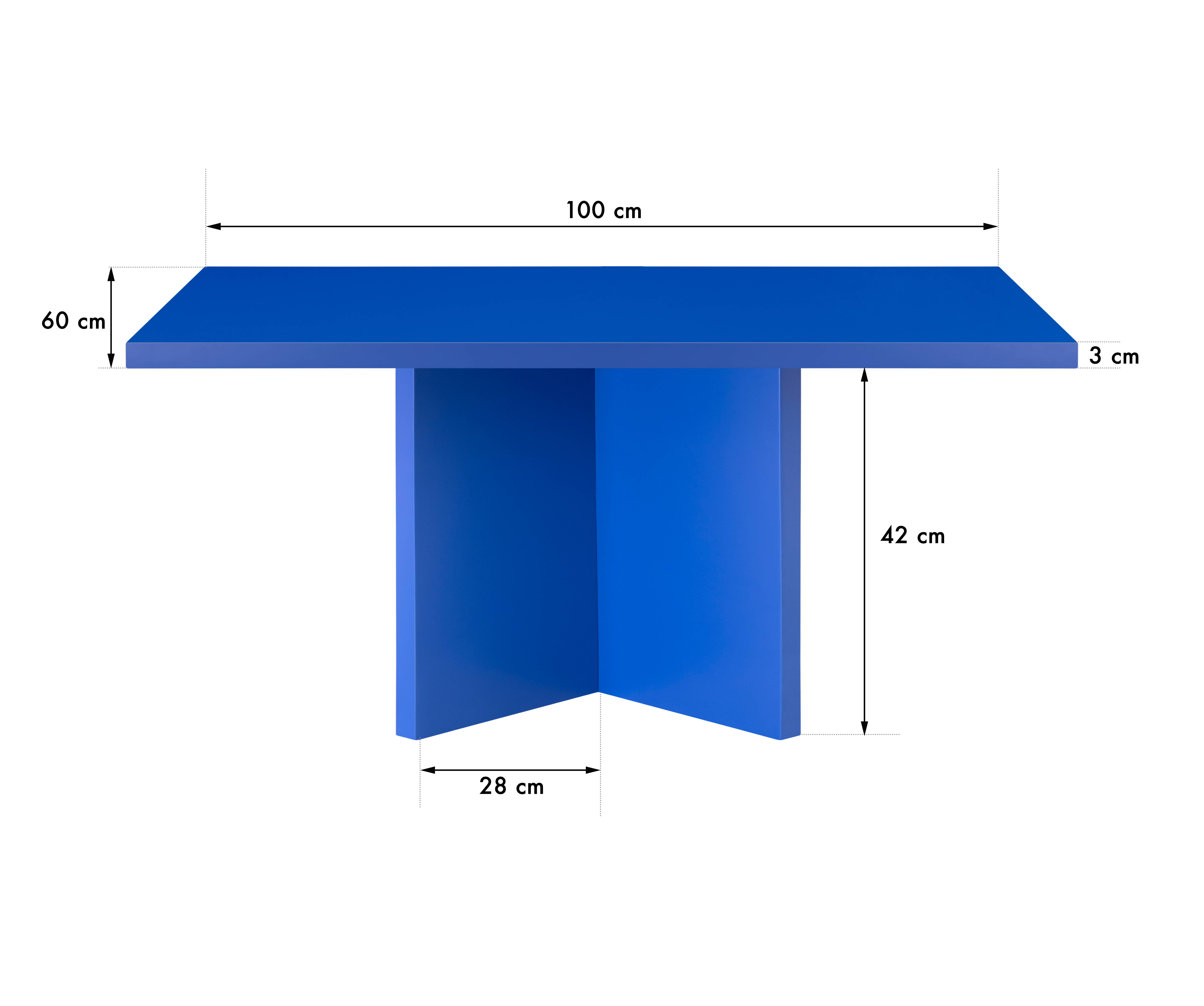 Really Nice Things - Vente Tables basses - Table basse plateau 3cm bleu prusse 100x60cm2