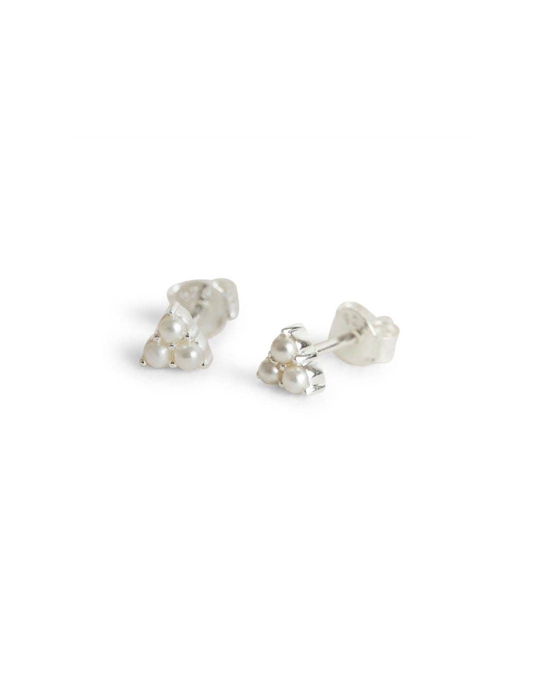 Claire Hill Designs - Wholesale Stud/Post Earrings - Triple Pearl Mini Silver Stud Earrings0