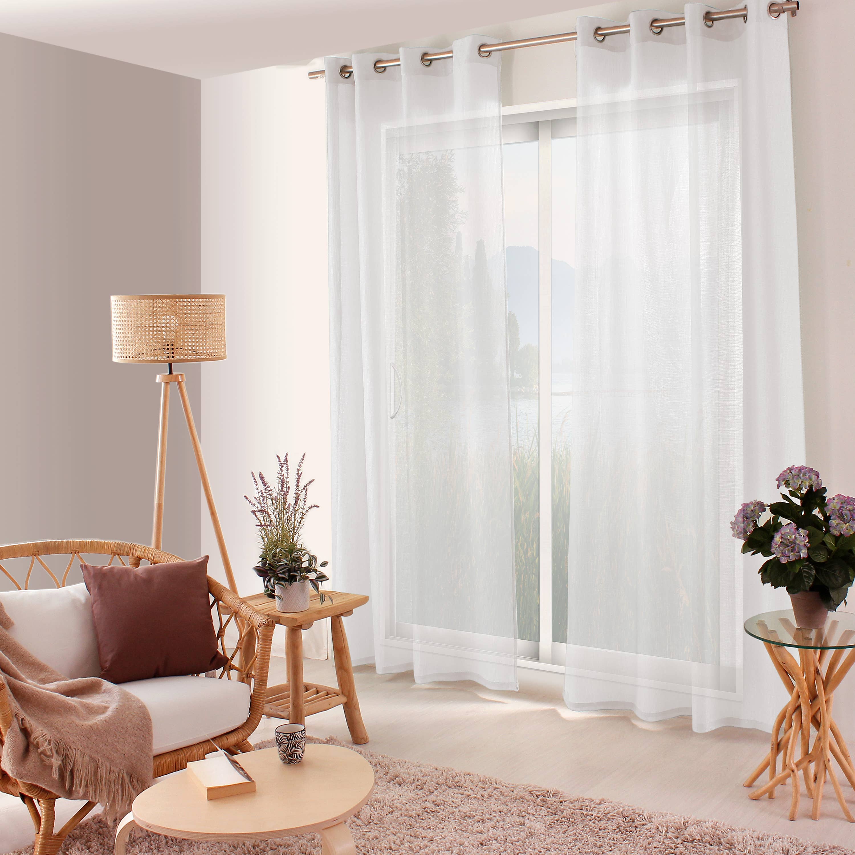 DECOSTARS - CmaDECO - Vente Rideaux - Voilage ajouré avec Œillets, 140x240cm, Collection JELLY20