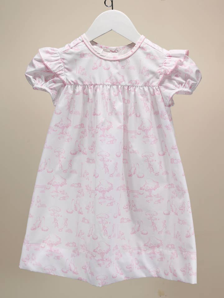 Toile de Jouy Pink Everly Dress for wholesale by Baby Blessings Clothing