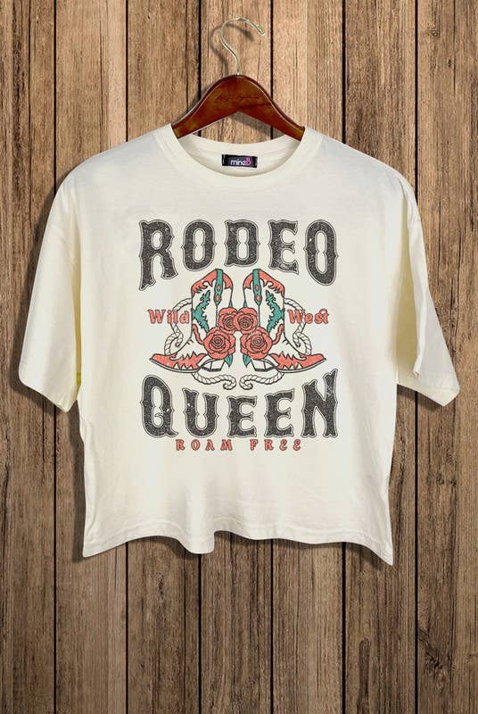 MINEB - Wholesale Screen Printed T-Shirt - Women's - Rodeo Queen Graphic Crop Tee6